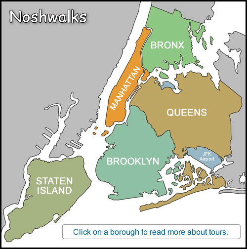Map of New York City 5 Borough Food Walking Tours
